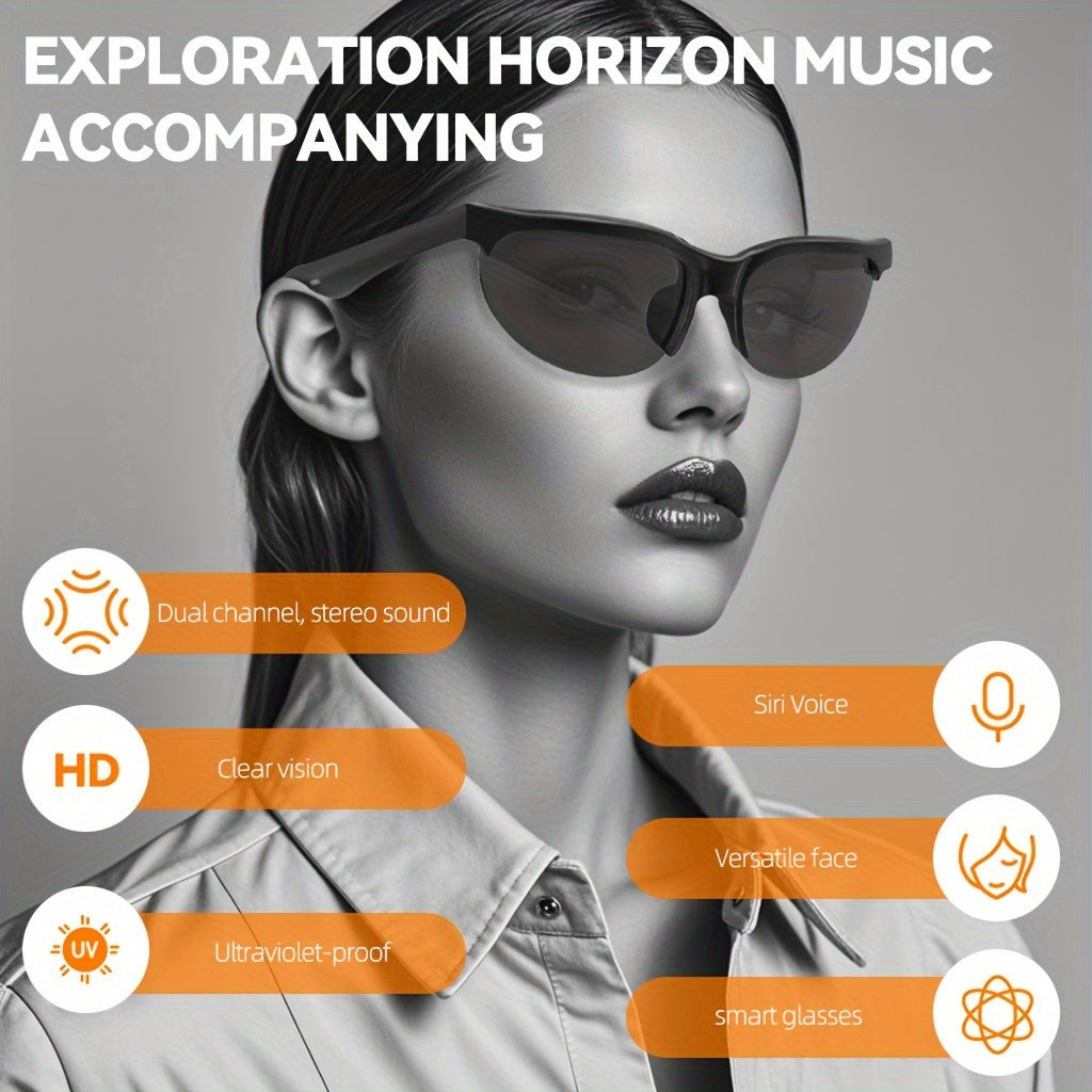 5.3 HIFI Stereo Sound Wireless Smart Glasses Headphones with HD MIC, Touch Control, Dual Speaker, and Long-Lasting Battery Life for Outdoor Sports and Music Lovers