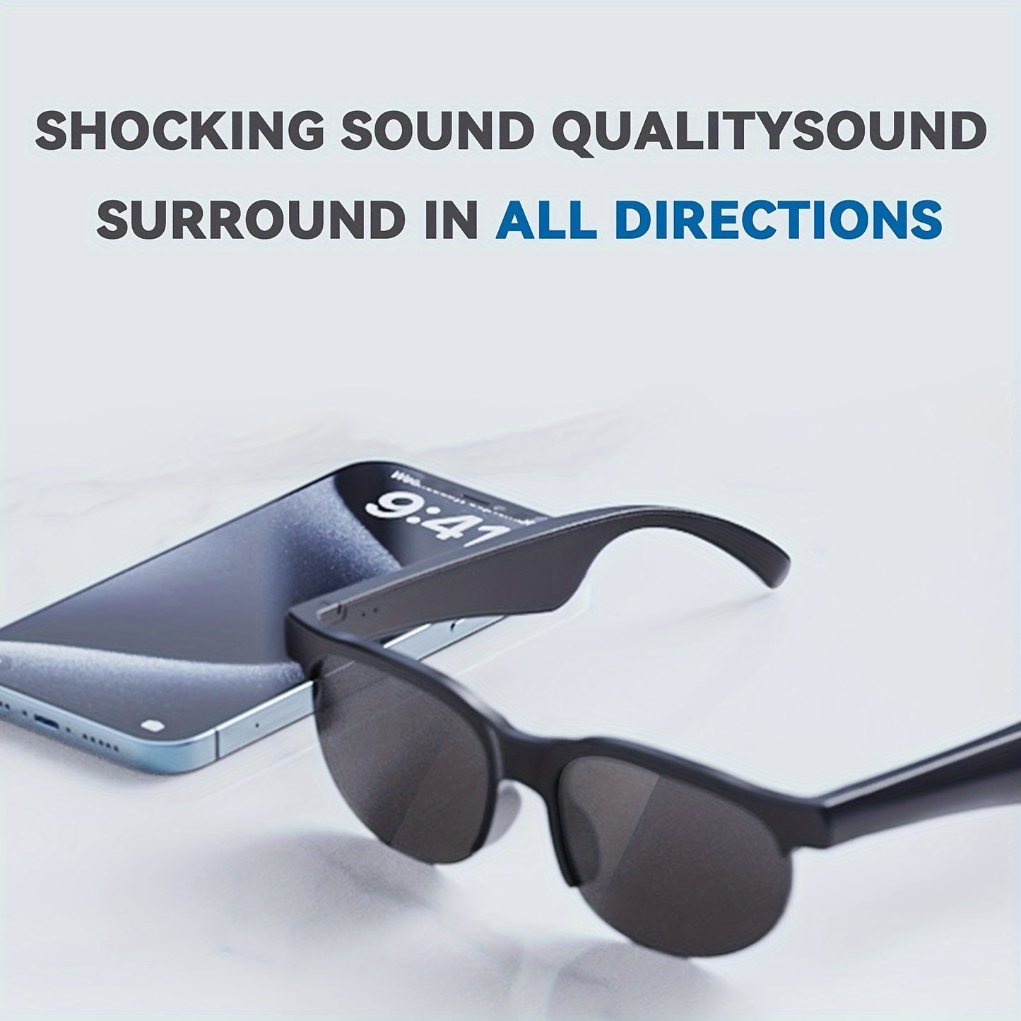5.3 HIFI Stereo Sound Wireless Smart Glasses Headphones with HD MIC, Touch Control, Dual Speaker, and Long-Lasting Battery Life for Outdoor Sports and Music Lovers