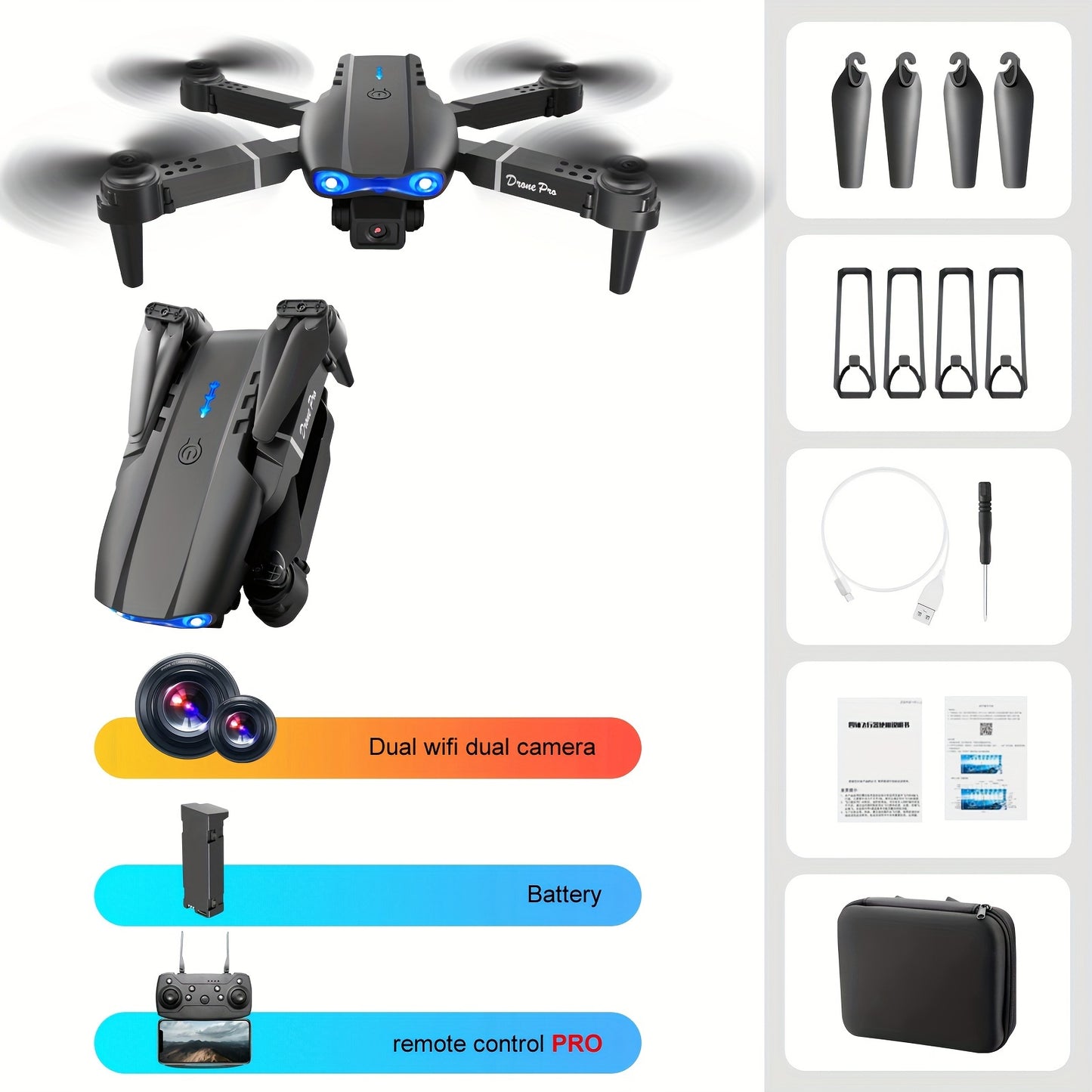 E99 Drone With Camera, Foldable RC Drone, Remote Control Drone Toys For Beginners Men's Gifts, Indoor And Outdoor Affordable UAV, Christmas Halloween Thanksgiving Gift