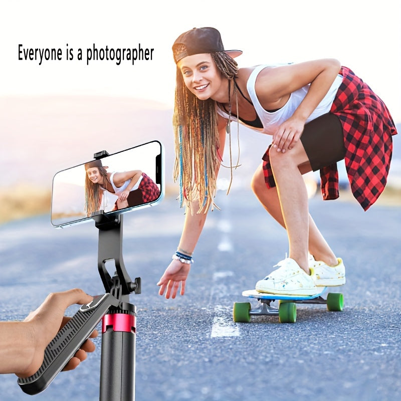 72-Inch Multi-Function Selfie Stick, Four-Leg Camera Tripod, Portable Handheld Gimbal and Stabilizer for Phones Up to 1.85 Meters, Model P185, Lightweight, Expandable, Compatible with iOS and Various Android Phones, Ideal for