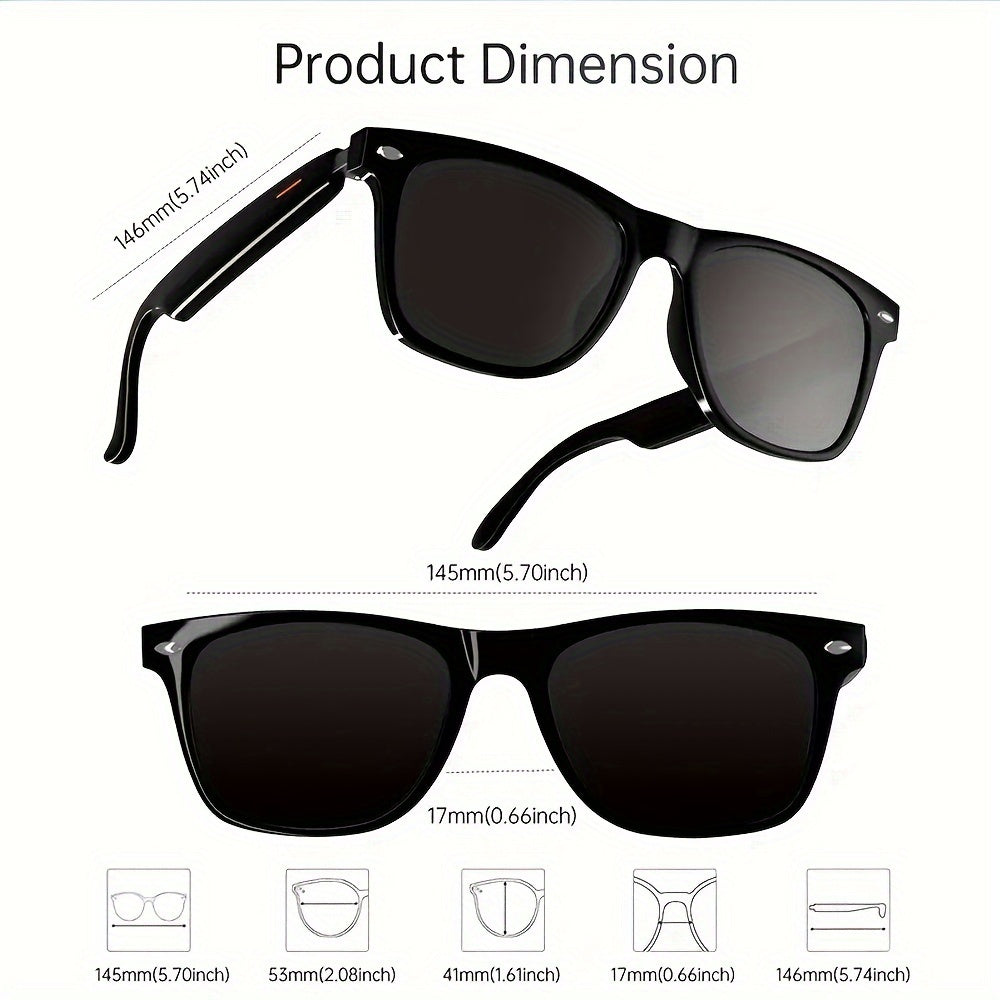 SENBONO New Smart Glasses Music Headset Wireless Headphone Driving Glasses Outdoor Sport Calling Music With HD Smart Glasses Earphone Stereo Dual Speaker Touch Wireless Glasses Headphone, Gift For Men Women
