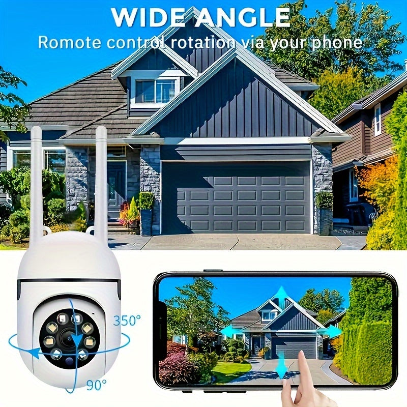 Spherical safety camera, motion detection, color night vision, alarm push, 1080P wireless Wi Fi smart home safety camera, 355 ° panoramic monitoring camera, intelligent motion detection, two-way audio, only 2.4GHz, Wi Fi cam