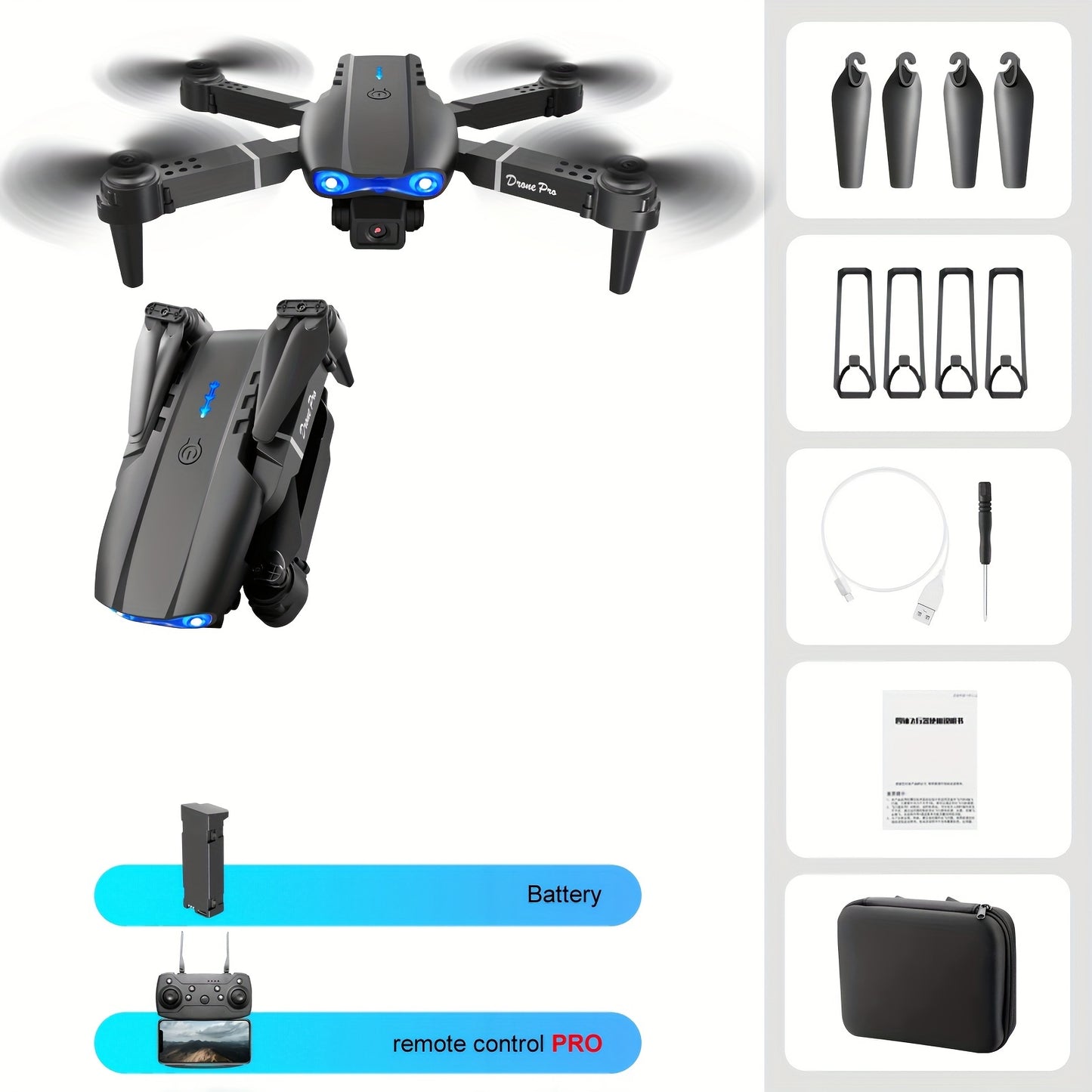 E99 Drone With Camera, Foldable RC Drone, Remote Control Drone Toys For Beginners Men's Gifts, Indoor And Outdoor Affordable UAV, Christmas Halloween Thanksgiving Gift