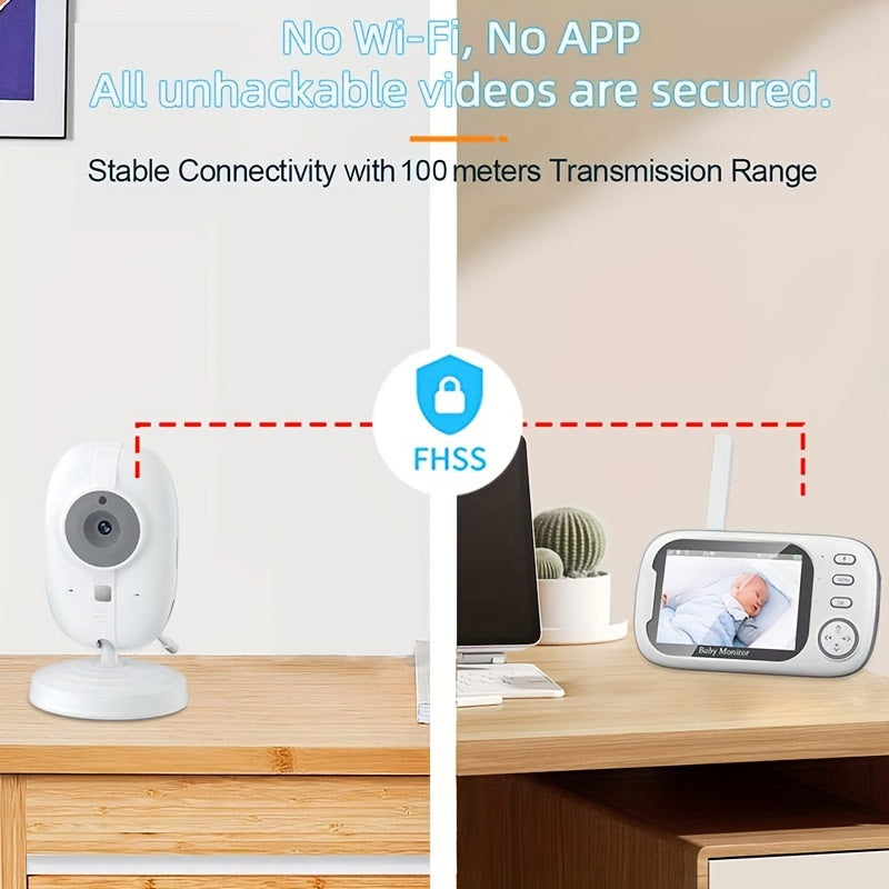720P Camera, 8.89 cm LCD Screen, Wireless 274.32meter Transmission Video Monitor Range, Auto Night Vision, 2-Way Audio Calling, Temperature Sensor And 8 Lullaby Songs, Editor with Camera, And for