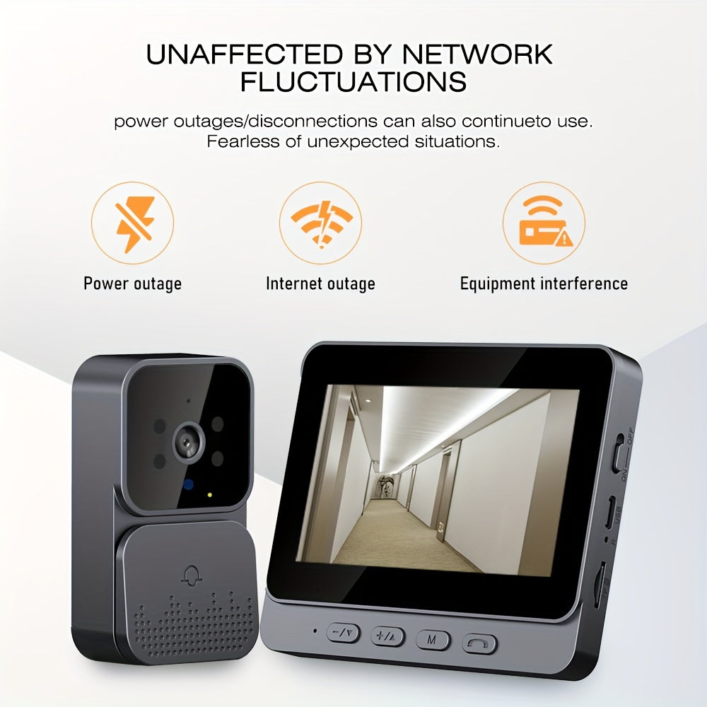 1pc Video Doorbell With Intercom, Smart Doorbell Camera With 10.92 Cm Screen, Household Infrared Night Version Camera, Two-Way Speaking Long Battery Camera, Easy Connection No Need App