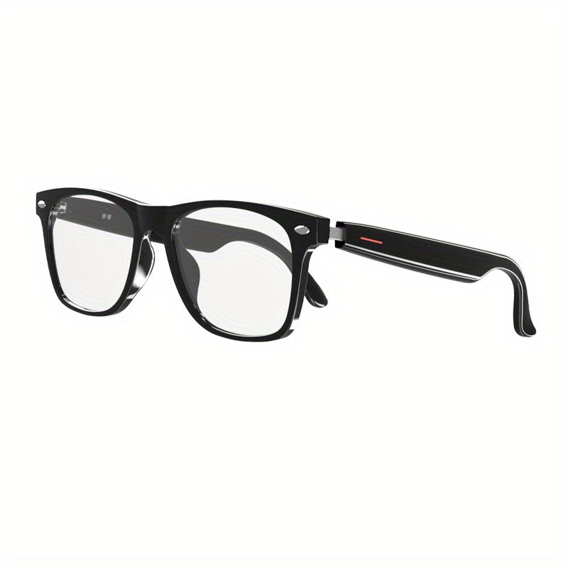 SENBONO Smart Glasses; Blue Light Filtering & Polarized Glass Lenses - Low Latency Audio - Built-in Mic & Speakers - Touch & AI Voice Assistant Compatible - 5hrs Battery - Rectangle/Large Gift For Birthday/Easter/President's