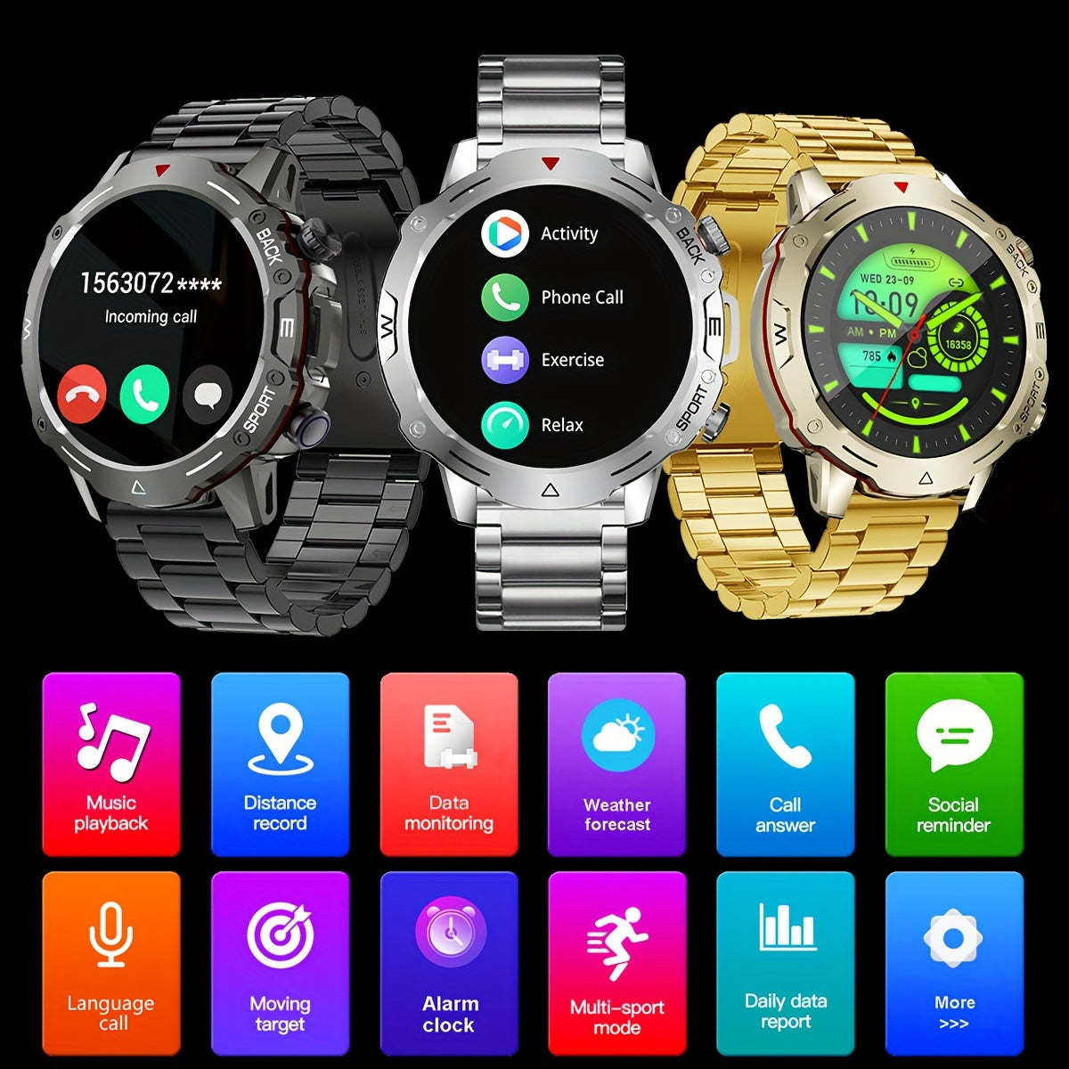 Smart Watch For Men With Wireless Call, Full Touch Screen Smartwatch Fitness Tracker, Step Counter Sports Watch For IPhone & For Android