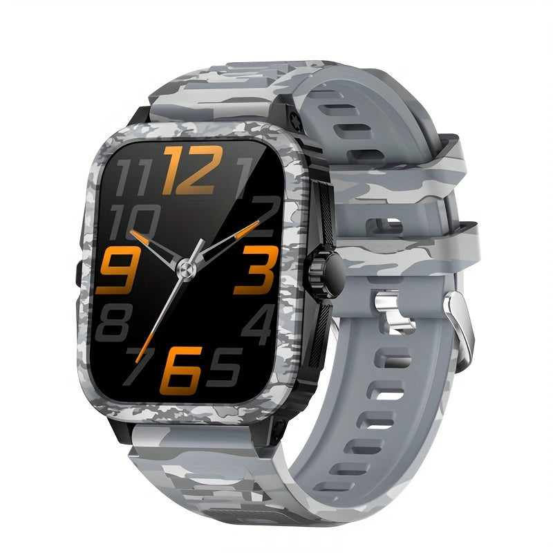 JELLOO Camo Style Smart Watch With Exercise Recording/Voice Assistant/Weather, 4.98cm Smartwatch With Wireless Call(Answer/Make/Reject Calls)/Sport Fitness Tracker With Multi-Sports Mode, For IPhone Android Phone