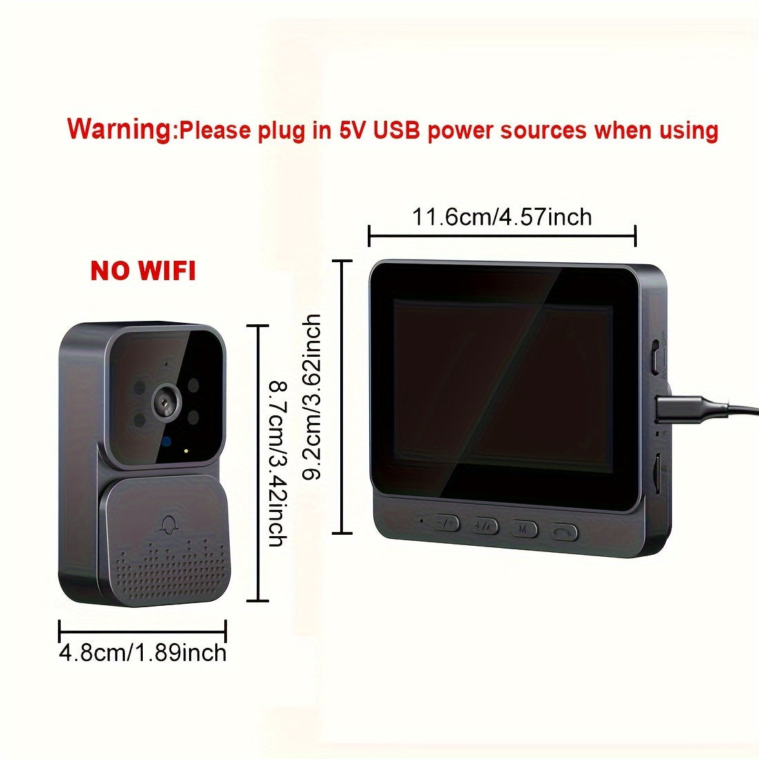 1pc Video Doorbell With Intercom, Smart Doorbell Camera With 10.92 Cm Screen, Household Infrared Night Version Camera, Two-Way Speaking Long Battery Camera, Easy Connection No Need App