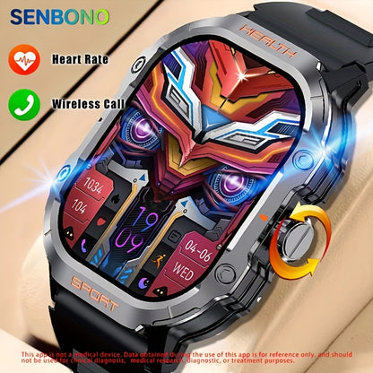 SENBONO 2024 New AMOLED Smart Watch For Men, Outdoor Tactical Sports Watch, 5.11cm HD Full Touch Screen, Men Wireless Make And Answer Call Watch, Custom Watch Faces, Multiple Sport Mode Sport Smartwatch For Men, More Function