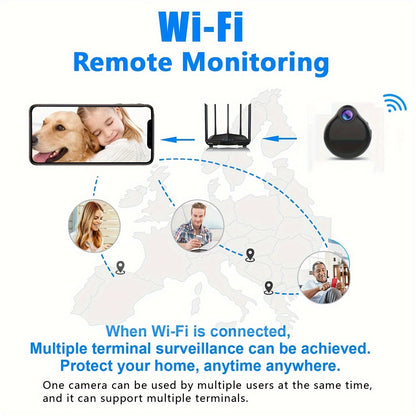 1pc WIFI Wireless Wearable Body Micro Cam, Mini IP Camera, Motion Sensor Video Voice Recorder, Home Security Camcorders, Small Mini Smart WiFi IP Webcam, Micro Camera Built In Battery