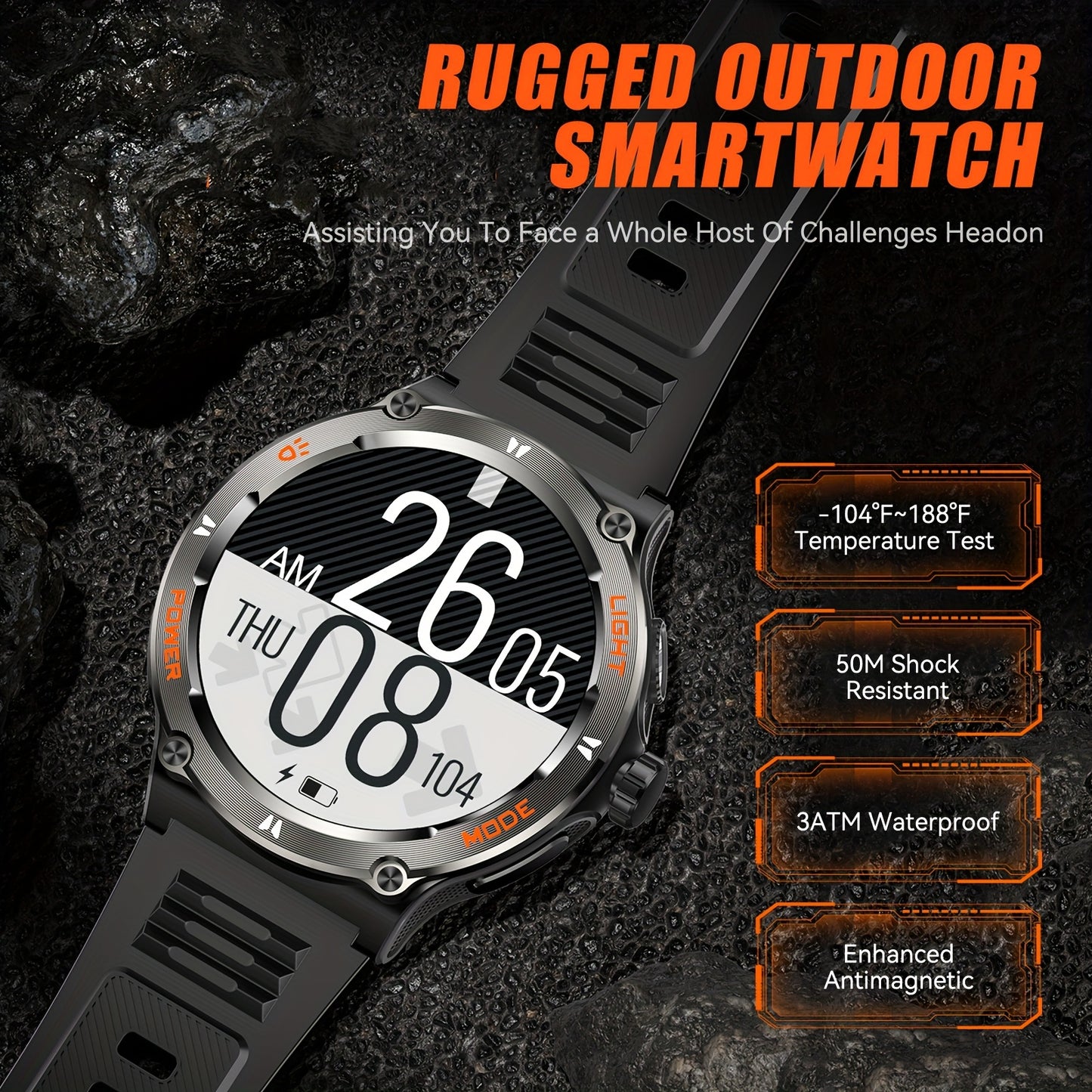 Smart Watch Weather Calorie Counter, Fitness Tracker With 100+ Sports Modes, 3.89cm IPS Touch Screen Alarm Clock Reminder Remote Control Smartwatch For IPhone & Android Phone
