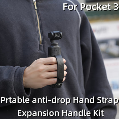 Compatible with DJI Pocket 3, This Portable Hand Strap Features a Cold Shoe Expansion, Protective Frame, Extended Handle, And Safeguards Against Loss And Drops. (Camera Not Included)