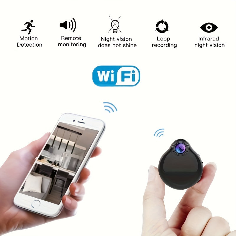 1pc WIFI Wireless Wearable Body Micro Cam, Mini IP Camera, Motion Sensor Video Voice Recorder, Home Security Camcorders, Small Mini Smart WiFi IP Webcam, Micro Camera Built In Battery