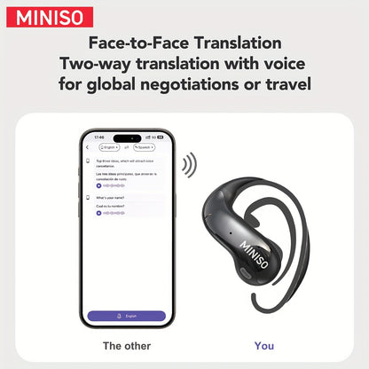 [MINISO MS188 AI Translator] MINISO MS188 AI Language Translation In Ear Headphones | Support 150 Languages, Intelligent High-definition Touch Screen, Real-time Headphone Translator, High-definition Sound Quality, Ultra Long