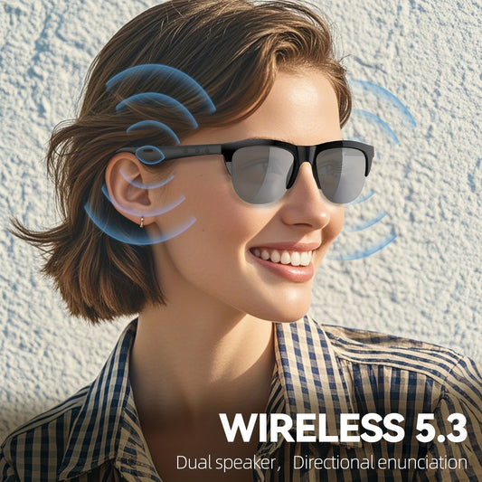 5.3 HIFI Stereo Sound Wireless Smart Glasses Headphones with HD MIC, Touch Control, Dual Speaker, and Long-Lasting Battery Life for Outdoor Sports and Music Lovers