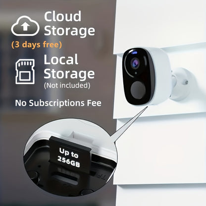 Outdoor Wireless Security Camera, 2K 5mp Video Resolution, 5200mAh Battery Powered CCTV Camera For Home Security, Cloud/SD(up To 256G), No Monthly Fee, AI Motion Detection, Spotlight, Color Night Vision, WiFi, Waterproof, Two