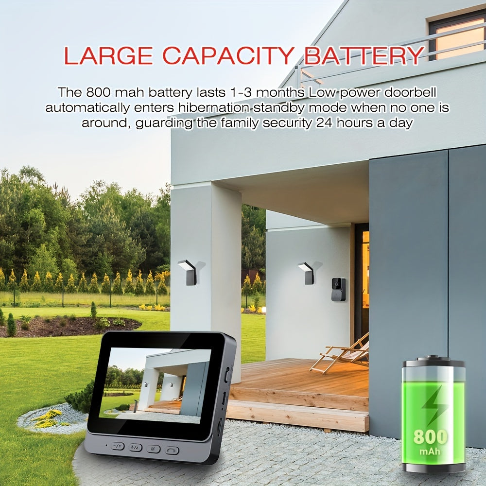 1pc Video Doorbell With Intercom, Smart Doorbell Camera With 10.92 Cm Screen, Household Infrared Night Version Camera, Two-Way Speaking Long Battery Camera, Easy Connection No Need App