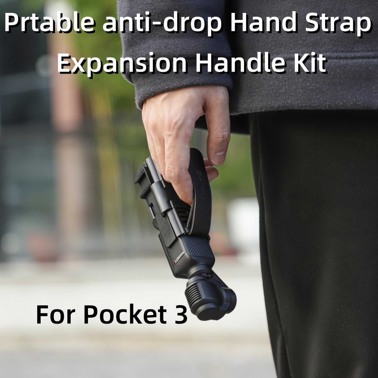 Compatible with DJI Pocket 3, This Portable Hand Strap Features a Cold Shoe Expansion, Protective Frame, Extended Handle, And Safeguards Against Loss And Drops. (Camera Not Included)
