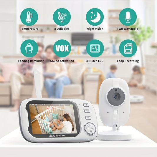 720P Camera, 8.89 cm LCD Screen, Wireless 274.32meter Transmission Video Monitor Range, Auto Night Vision, 2-Way Audio Calling, Temperature Sensor And 8 Lullaby Songs, Editor with Camera, And for