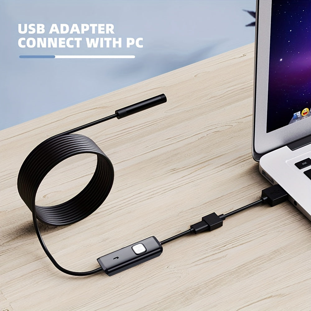 1m/2m Endoscope Camera Waterproof Endoscope Borescope Adjustable Soft Wire 7mm Android Type-C USB Inspection Camea For Car(640*480P Resolution)
