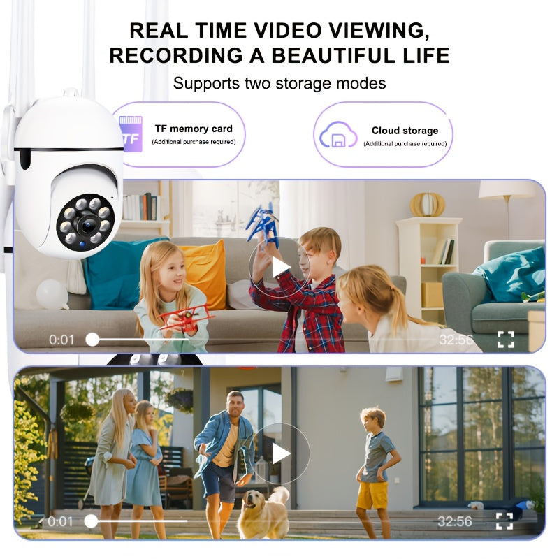 Spherical safety camera, motion detection, color night vision, alarm push, 1080P wireless Wi Fi smart home safety camera, 355 ° panoramic monitoring camera, intelligent motion detection, two-way audio, only 2.4GHz, Wi Fi cam
