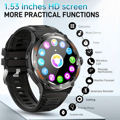 Popular Outdoor Smart Watch For Men Women, 500mAh Extra-Long Battery, With Ultra Powerful Flashlight, Compass, Waterproof Rugged Smartwatch With 1.53-inch Ultra Clear Screen With 360 * 360 Pixels, For Android And IPhone