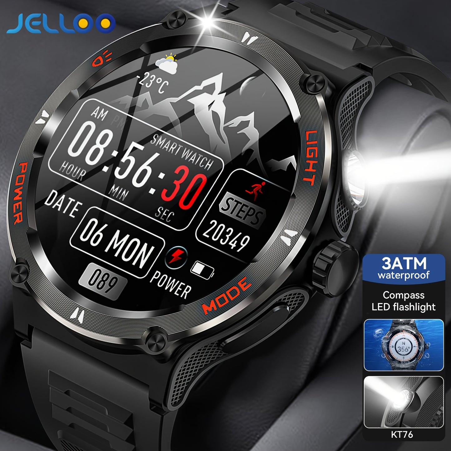 Smart Watch Weather Calorie Counter, Fitness Tracker With 100+ Sports Modes, 3.89cm IPS Touch Screen Alarm Clock Reminder Remote Control Smartwatch For IPhone & Android Phone