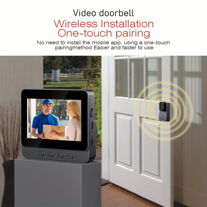 1pc Video Doorbell With Intercom, Smart Doorbell Camera With 10.92 Cm Screen, Household Infrared Night Version Camera, Two-Way Speaking Long Battery Camera, Easy Connection No Need App