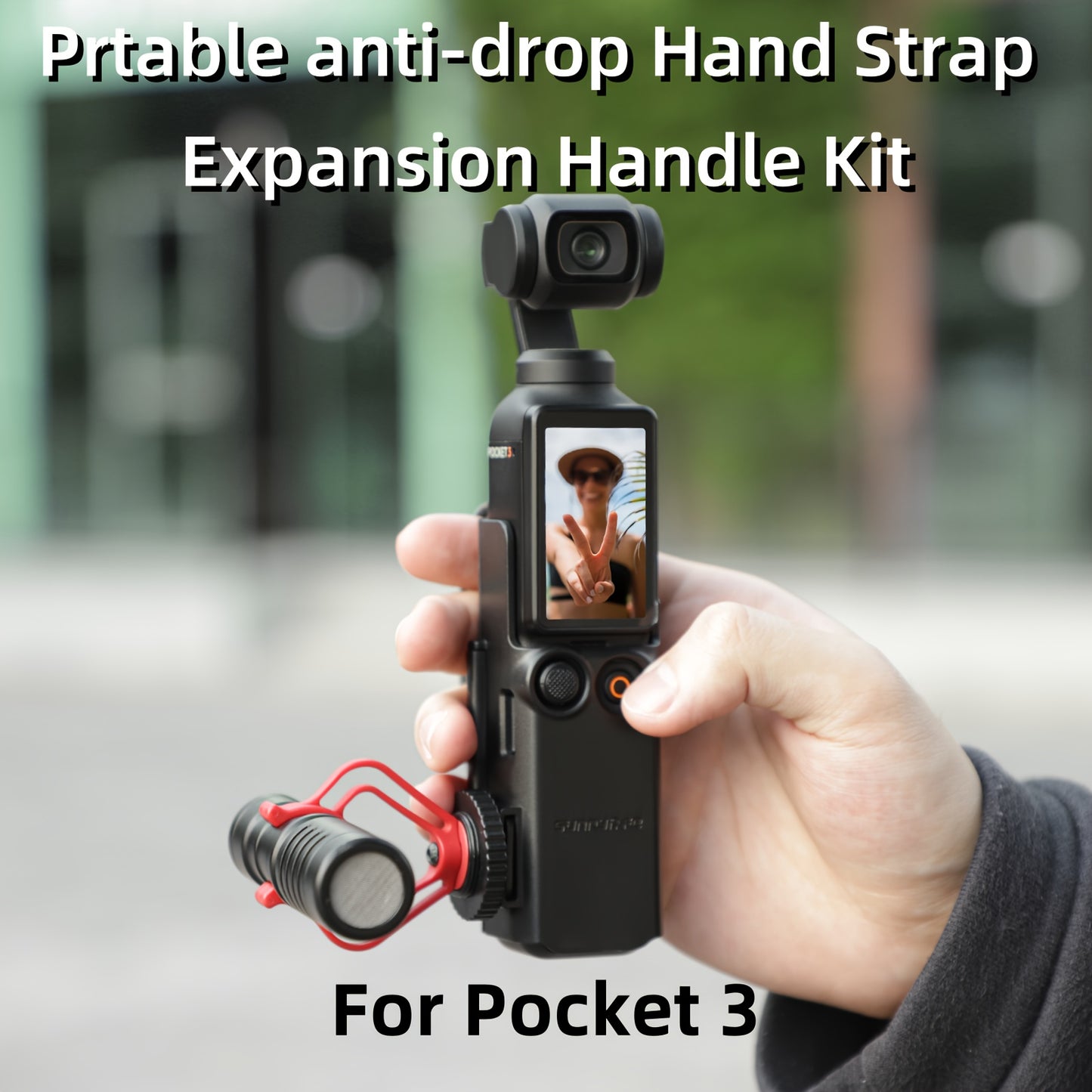 Compatible with DJI Pocket 3, This Portable Hand Strap Features a Cold Shoe Expansion, Protective Frame, Extended Handle, And Safeguards Against Loss And Drops. (Camera Not Included)