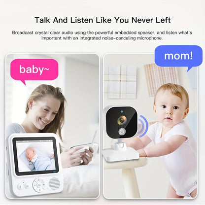 HD Surveillance Camera With Audio, HD Color LCD Video Surveillance Camera, Two-way Voice, Temperature Display, Crying Alarm, Motion Detection, Smart Home Camera, High Capacity Battery, Automatic Switching Of Infrared Night Vi