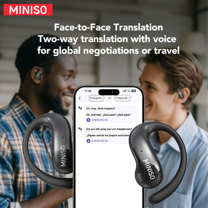 [MINISO MS188 AI Translator] MINISO MS188 AI Language Translation In Ear Headphones | Support 150 Languages, Intelligent High-definition Touch Screen, Real-time Headphone Translator, High-definition Sound Quality, Ultra Long
