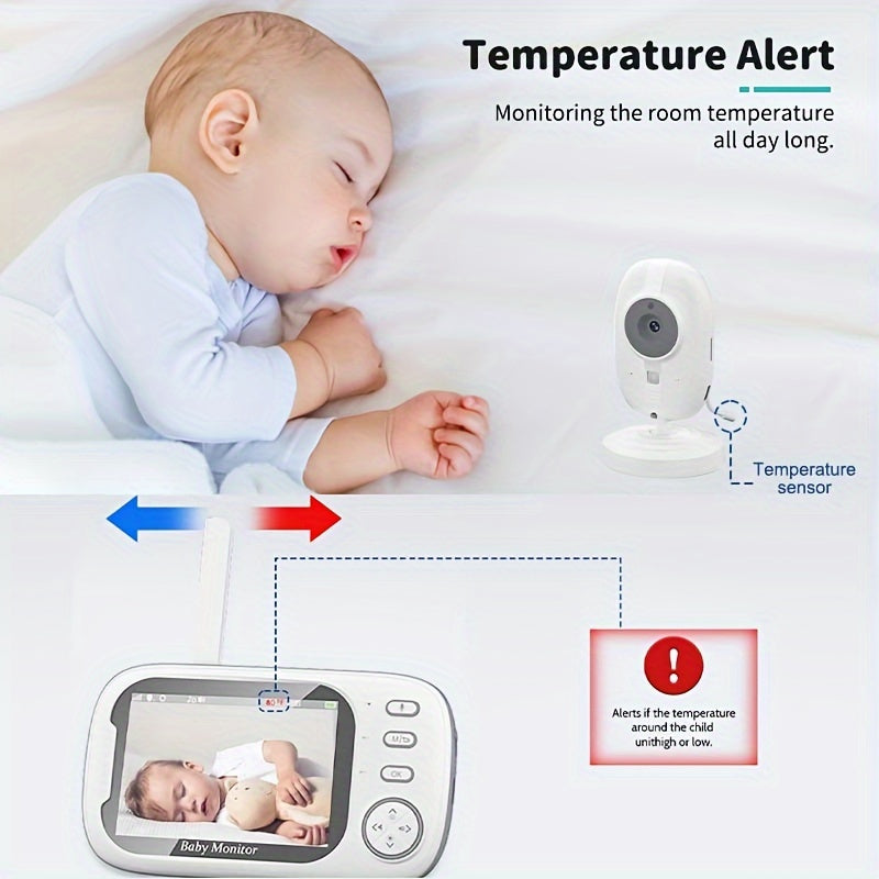 720P Camera, 8.89 cm LCD Screen, Wireless 274.32meter Transmission Video Monitor Range, Auto Night Vision, 2-Way Audio Calling, Temperature Sensor And 8 Lullaby Songs, Editor with Camera, And for