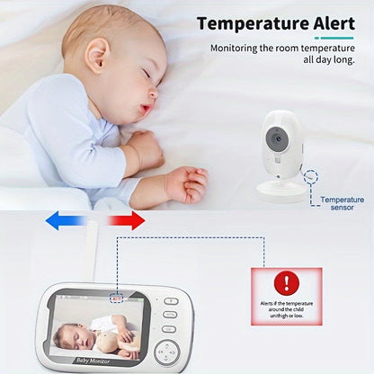 720P Camera, 8.89 cm LCD Screen, Wireless 274.32meter Transmission Video Monitor Range, Auto Night Vision, 2-Way Audio Calling, Temperature Sensor And 8 Lullaby Songs, Editor with Camera, And for