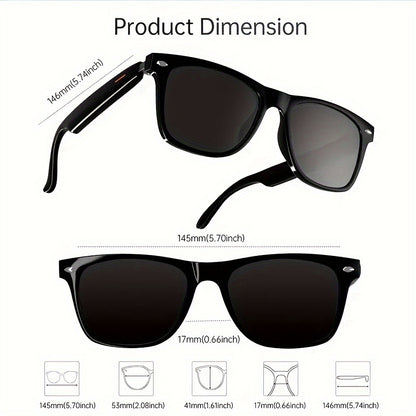 SENBONO New Smart Glasses Music Headset Wireless Headphone Driving Glasses Outdoor Sport Calling Music With HD Smart Glasses Earphone Stereo Dual Speaker Touch Wireless Glasses Headphone, Gift For Men Women