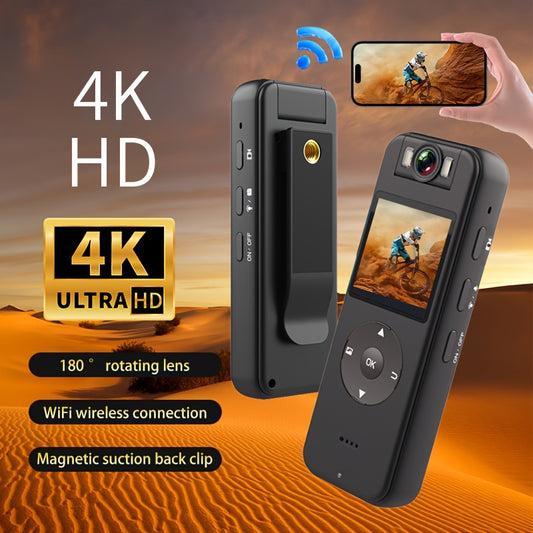 1pc Ultra High-definition 4K Home Camera, Wireless WiFi Hotspot With Screen Law Enforcement Recorder, Motorcycle Riding Recorder, Outdoor Mini Sports Camera, Portable Camera, Driving Recorder, Micro Camera
