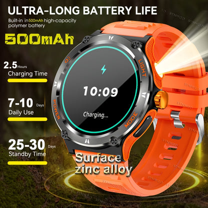 Popular Outdoor Smart Watch For Men Women, 500mAh Extra-Long Battery, With Ultra Powerful Flashlight, Compass, Waterproof Rugged Smartwatch With 1.53-inch Ultra Clear Screen With 360 * 360 Pixels, For Android And IPhone
