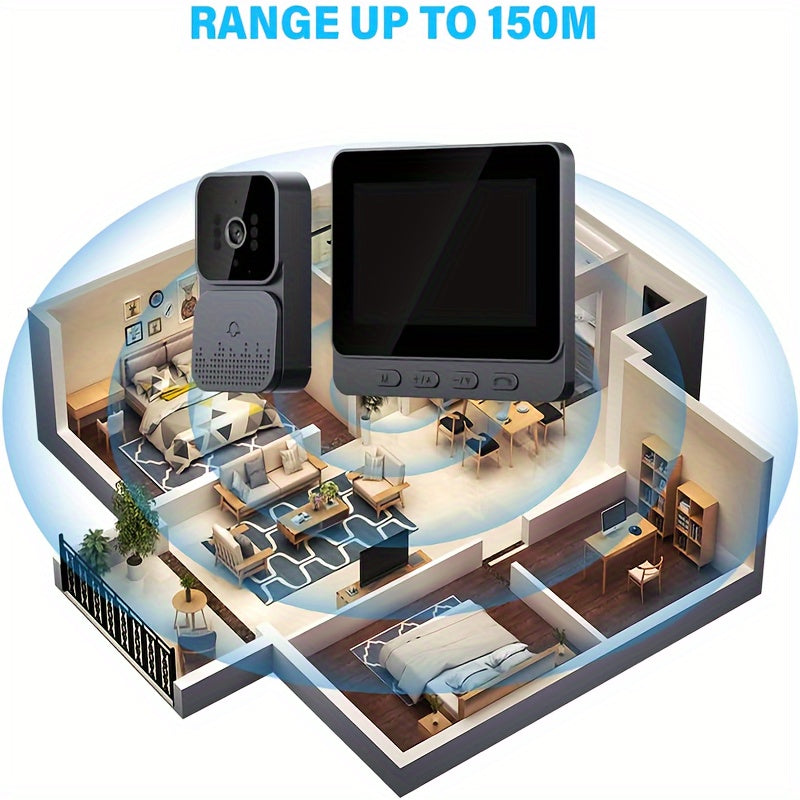 1pc Video Doorbell With Intercom, Smart Doorbell Camera With 10.92 Cm Screen, Household Infrared Night Version Camera, Two-Way Speaking Long Battery Camera, Easy Connection No Need App
