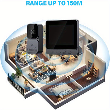 1pc Video Doorbell With Intercom, Smart Doorbell Camera With 10.92 Cm Screen, Household Infrared Night Version Camera, Two-Way Speaking Long Battery Camera, Easy Connection No Need App