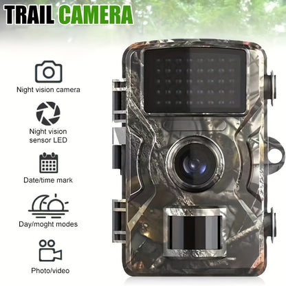 1pc Hunting Camera With 2-Inch Screen, HD Wildlife Trail Camera, Waterproof Night Vision PIR 10m, 0.8s Trigger Motion Activated, For Outdoor Wildlife Monitoring Camouflage