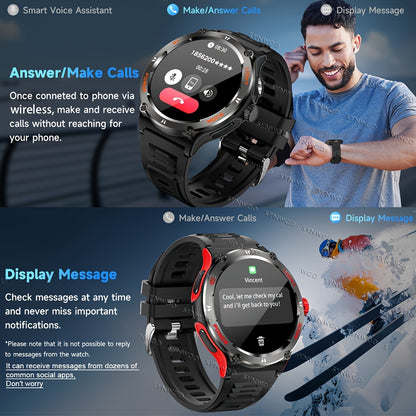 Popular Outdoor Smart Watch For Men Women, 500mAh Extra-Long Battery, With Ultra Powerful Flashlight, Compass, Waterproof Rugged Smartwatch With 1.53-inch Ultra Clear Screen With 360 * 360 Pixels, For Android And IPhone