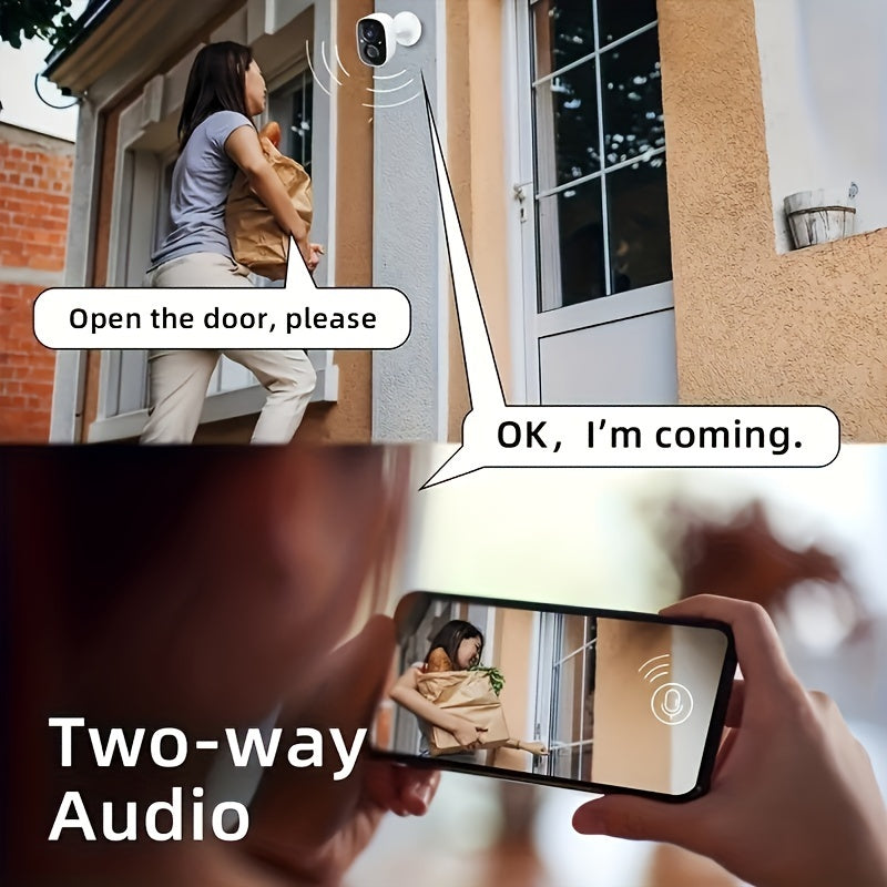 Outdoor Wireless Security Camera, 2K 5mp Video Resolution, 5200mAh Battery Powered CCTV Camera For Home Security, Cloud/SD(up To 256G), No Monthly Fee, AI Motion Detection, Spotlight, Color Night Vision, WiFi, Waterproof, Two