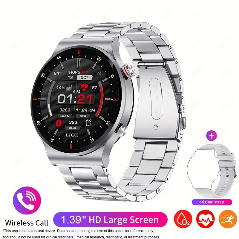 Smart Watch Wireless Call For Women Men, 3.53cm HD Display, Multi Sports Modes, Information Alerts, AI Voice Assistant, Weather Forecast, Sleep Monitoring, Sports Pedometer Watch For Android IOS