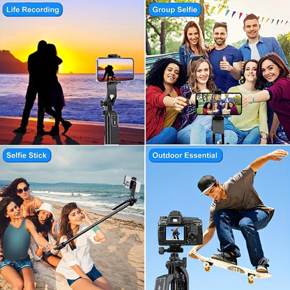 72-Inch Multi-Function Selfie Stick, Four-Leg Camera Tripod, Portable Handheld Gimbal and Stabilizer for Phones Up to 1.85 Meters, Model P185, Lightweight, Expandable, Compatible with iOS and Various Android Phones, Ideal for
