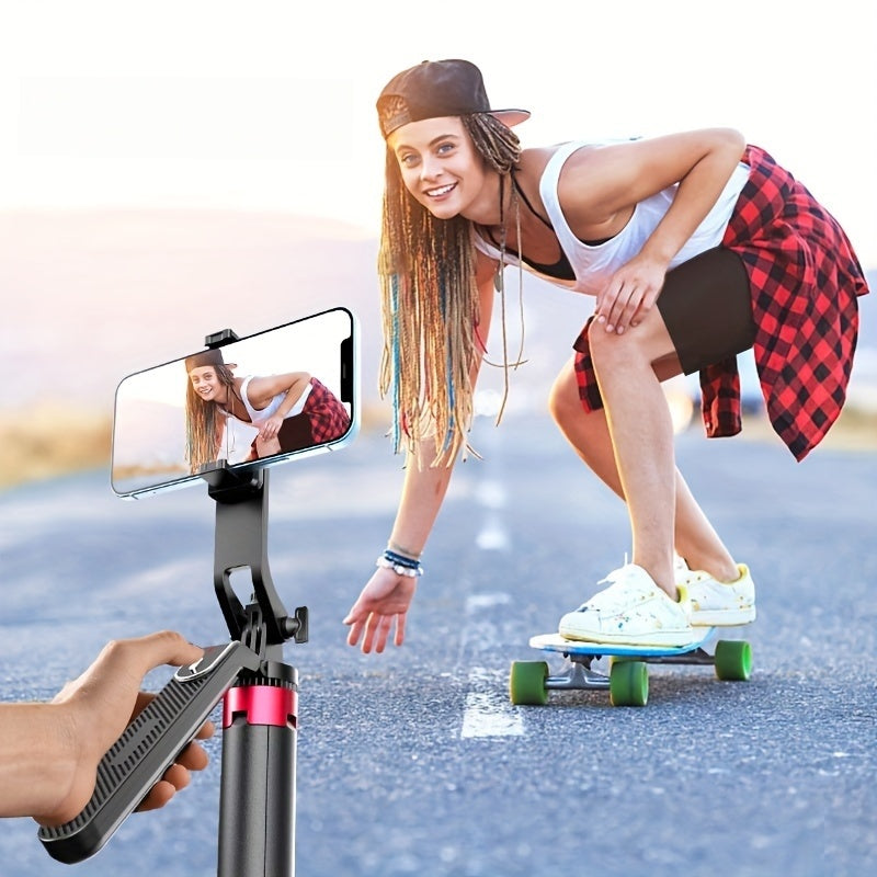 72-Inch Multi-Function Selfie Stick, Four-Leg Camera Tripod, Portable Handheld Gimbal and Stabilizer for Phones Up to 1.85 Meters, Model P185, Lightweight, Expandable, Compatible with iOS and Various Android Phones, Ideal for