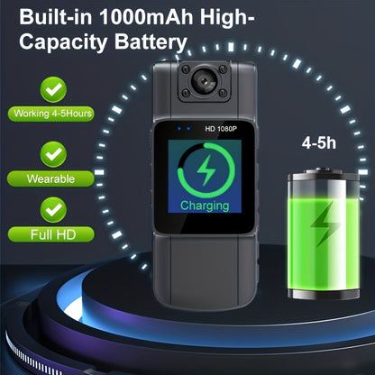 1pc Full 1080P Small Camera, Built-in 1000MAH Battery With Clip, Portable Cam With Night Vision, 4-5Hours Record, Suitable For Outdoor Sports, Travel Recording