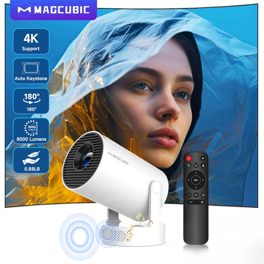 Magcubic 4K HY300 Pro + projecteur intégré 5W haut-parleur 1280*720P Android 11 8000 Lumens Wifi6 BT5.4 projecteur Portable extérieur