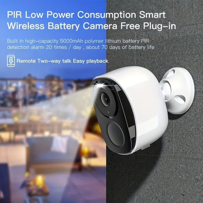 Outdoor Wireless Security Camera, 2K 5mp Video Resolution, 5200mAh Battery Powered CCTV Camera For Home Security, Cloud/SD(up To 256G), No Monthly Fee, AI Motion Detection, Spotlight, Color Night Vision, WiFi, Waterproof, Two