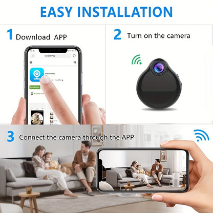 1pc WIFI Wireless Wearable Body Micro Cam, Mini IP Camera, Motion Sensor Video Voice Recorder, Home Security Camcorders, Small Mini Smart WiFi IP Webcam, Micro Camera Built In Battery