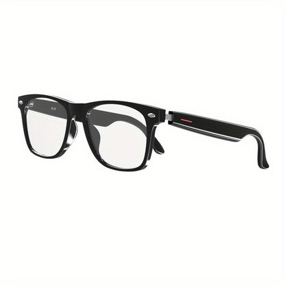 SENBONO Smart Glasses; Blue Light Filtering & Polarized Glass Lenses - Low Latency Audio - Built-in Mic & Speakers - Touch & AI Voice Assistant Compatible - 5hrs Battery - Rectangle/Large Gift For Birthday/Easter/President's